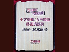 2010年度十大卓越、人氣樓盤(pán)特別成就獎(jiǎng)華盛格林麗景（江淮晨報(bào)）