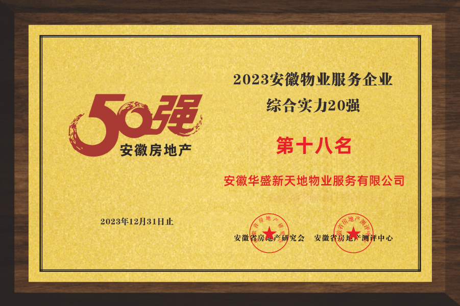 2023安徽物業(yè)服務企業(yè)綜合實力20強